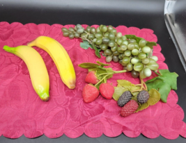 Artificial Plastic Fruit Realistic Size/Color Bananas Berries Grapes 4 pc Lot  - £12.69 GBP