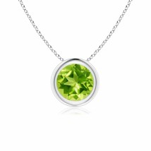 ANGARA Bezel-Set Round Peridot Solitaire Pendant Necklace in Silver - £127.49 GBP