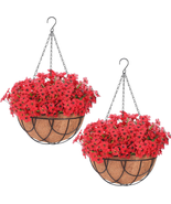 Artificial Hanging Flowers in Basket 2 Pack for Home Decoration Faux Orc... - £58.23 GBP