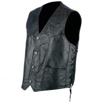 Hog Leather Biker&#39;s Vest with side laces, front pockets &amp; snap buttons - $678.73 MXN+