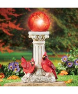 Solar Gazing Ball Column Cardinals Statue Outdoor Lighting Garden Yard A... - $744.73 MXN