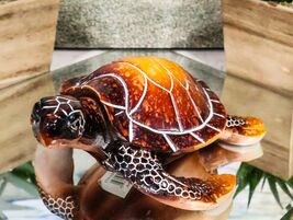 Nautical Ocean Brown Hues Giant Sea Turtle Swimming Decorative Figurine ... - $16.99