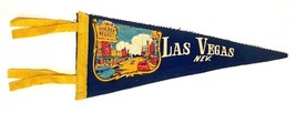 Vtg Las Vegas Nev. Golden Nugget Pennant-Felt-12&quot;-Triangle Flag Banner-Blue - $28.04
