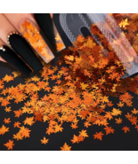 Nail Glitter Sequins Holographic Orange Maple Leaf Flakes Nail Art 5g De... - €8,84 EUR