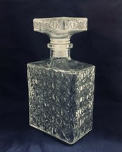 Vintage Clear Glass Dimond cut French Liquor Decanter Bottle with Glass Stopper - £15.91 GBP