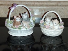 Royal Albert 3 Kittens In Basket Music Box &quot;Fur Elise&quot; &amp; 2 Cats In Basket MINT - £95.89 GBP