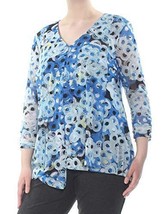 Alfani Womens Printed Long Sleeve Blouse Casual Top,Blue,X-Large - £47.66 GBP