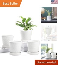Sturdy 5-Inch Tabletop Ceramic Plant Pots with Saucer - Set of 4 for Home - $42.00