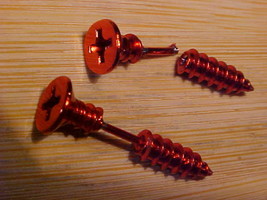 One Pair Red Color Stud Screw Earrings Looks Just Like A Hardware Screw - £7.82 GBP