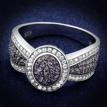 Round Simulated Diamond &amp; Amethyst Halo 925 Sterling Silver Wedding Ring Sz 5-9 - £138.39 GBP