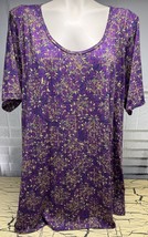 Lularoe Tee T Shirt Top Tunic Womens Plus Size 3X Purple Abstract Paisle... - £18.11 GBP
