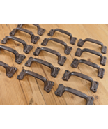 15 CAST IRON HANDLES RUSTIC DRAWER PULLS 5 1/2&quot;  TABLE TRAY CABINET WIND... - $682.52 MXN