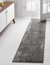 Unique Loom Sofia Collection Area Rug -, 2&#39; X 6&#39; 7&quot; Runner, Dark Gray/ Ivory - £29.30 GBP