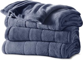Sunbeam Microplush Heated Blanket, Queen, Heritage Blue - $135.99