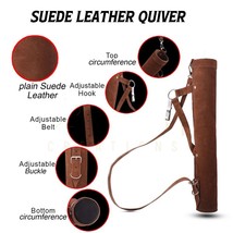 Archery Handmade Brown Arrow Quivers Genuine Suede Leather Quiver for Hu... - £139.73 GBP