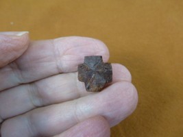 (CR592-105) 9/16&quot; Fairy Stone Christian Cross Oiled Staurolite Crystal Matrix - £11.91 GBP