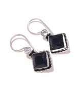 Black Onyx, Cubic Zirconia Gems 925 Silver Overlay Handmade Drop Dangle ... - $14.97 CAD