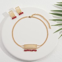 2022 Women Fashion 2 Pcs Necklace &amp; Earring Zircon Material Arabic Style Choker  - £35.74 GBP