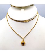 Vintage Oval Purple Crystal Pendant Necklace on Delicate Gold Tone Chain - £15.42 GBP