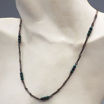 Sterling Silver .925 Green Glass Bead Strand Necklace - £19.08 GBP