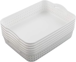 White Basket Trays, 6-Pack Of Nesmilers Plastic Storage Tray Baskets. - £27.49 GBP