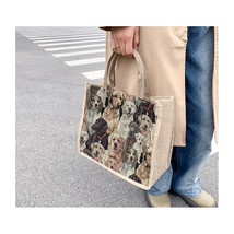 Tapestry Shopper Tote Bag Puppies on Beige Daily Use Large Tote Bags - T... - £15.45 GBP