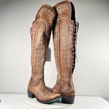 Lane LEXINGTON Over the Knee Womens Cowboy Boots 9.5 Brown Leather Western Style - $361.35