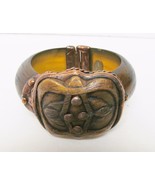 MAYA Cuff Bracelet Copper Brass Face Brown Magnetic Closure Vintage - £77.46 GBP