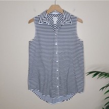 Chico&#39;s | Black &amp; White Striped Sleeveless Collared Shirt Chico&#39;s size 0 or US4 - £14.46 GBP
