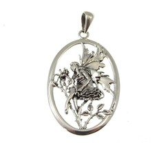 Solid 925 Sterling Silver Amy Brown Red Rose Fairy Pendant by Peter Stone - £31.47 GBP