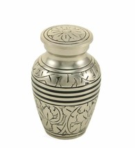 Small/Keepsake 3 Cubic Inches Antique Silver Funeral Cremation Urn for Ashes - £45.14 GBP