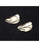 TRIFARI Ivory Gold Tone Enamel Pierced Earrings - £12.58 GBP