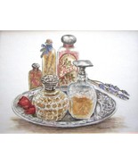 Perfume Bottle Vignette Print~Shabby Chic~Framed~Matted~Print~Vintage~#4... - $20.24