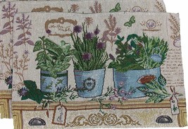 Set of 2 Same Kitchen Tapestry Placemats(13&quot;x19&quot;) FLOWER PLANTS &amp; BUTTER... - £10.08 GBP