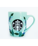 Cool green &amp; blue plant leaf themed Starbucks 10 ounce coffee mug cup - $378.90 MXN