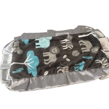 Minky Couture Security Lovey Animals Gray  Back Satin Trim 19x12” - £13.79 GBP