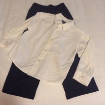 Fathers Day Size 4T 4 Nautica shirt white 2 piece set black dress suit pants - £16.98 GBP