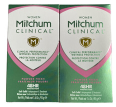 2x Mitchum Women Clinical Powder Fresh AntiPerspirant Deodorant Soft Solid 1.6oz - £36.35 GBP