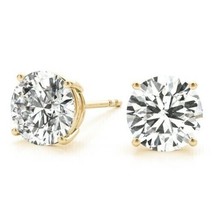 IGI Certified 3.1CT LabGrown VS2 H Diamond Stud Earrings in Real 14K Yellow Gold - £1,219.61 GBP