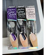 3x Sally Hansen COLOR QUICK Fast Dry Nail Color PEN Purple, Black &amp; Clea... - £9.44 GBP