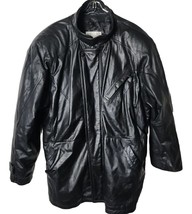 Pelle Studio Men XL Leather Heavy Black Full Zip Coat Over Coat Jacket - £44.73 GBP