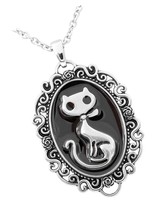 Cat Silhouette Cameo Necklace - £71.49 GBP