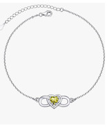 Pro silver 925 Silver Peridot (august Birthstone) Heart Anklet with gift... - $28.68