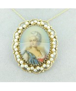 14k Yellow Gold Pendant with Hand Painted Portrait and Pearls (#J1896) - $1,482.66 CAD
