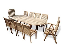 Windsor&#39;s Genuine Grade A Teak 95&quot; Oval Dining Extension Table w/10 Chairs - £4,982.49 GBP