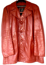 Vintage Leather Jacket Mid Length Coat Mens 44L Removable Liner 1970s Y2K Gen Z - £106.18 GBP