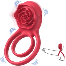 Vibrating Cock Ring with Rose Clitoral Vibrator, Rose Cock Ring 10 Vibra... - $14.84