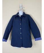 J Jill Womens Size XS Blue Quilted Snap Button  Jacket Long Sleeve Pockets - £7.10 GBP