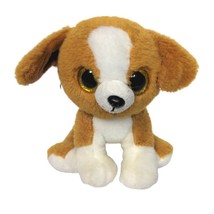 Ty Snicky Brown Black White Calico Puppy Dog Plush Stuffed Animal 2016 6.5&quot; - $14.55