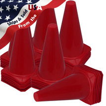 9&quot; INCH RED CONES (SET OF 36) SPORTS AGILITY TRAFFIC FIELD ROAD SOCCER ~... - £37.79 GBP